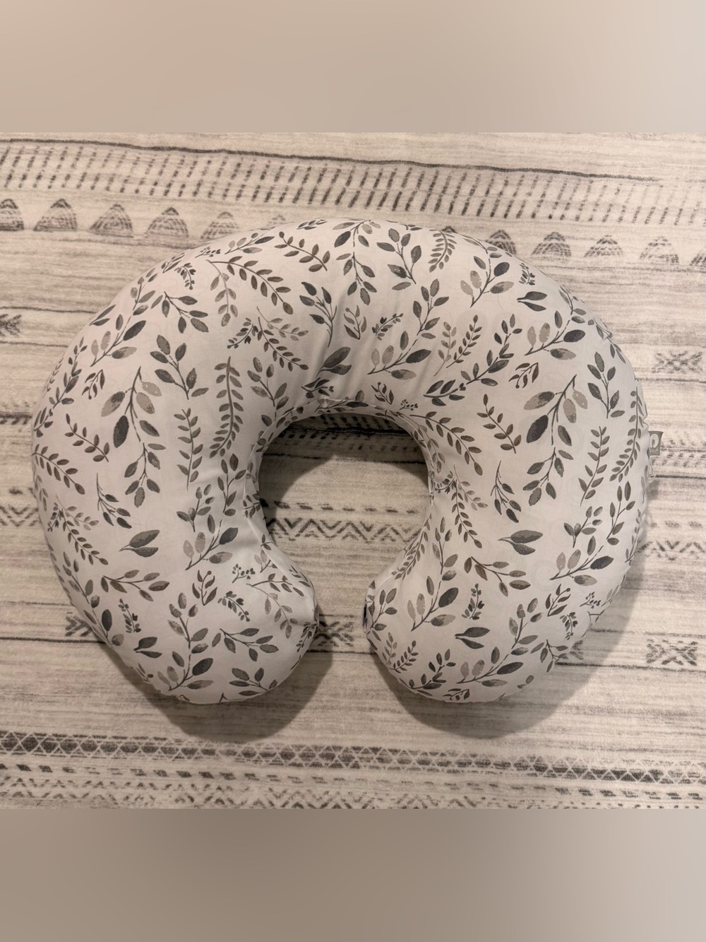 Boppy Gray Leaf Print Nursing Pillow